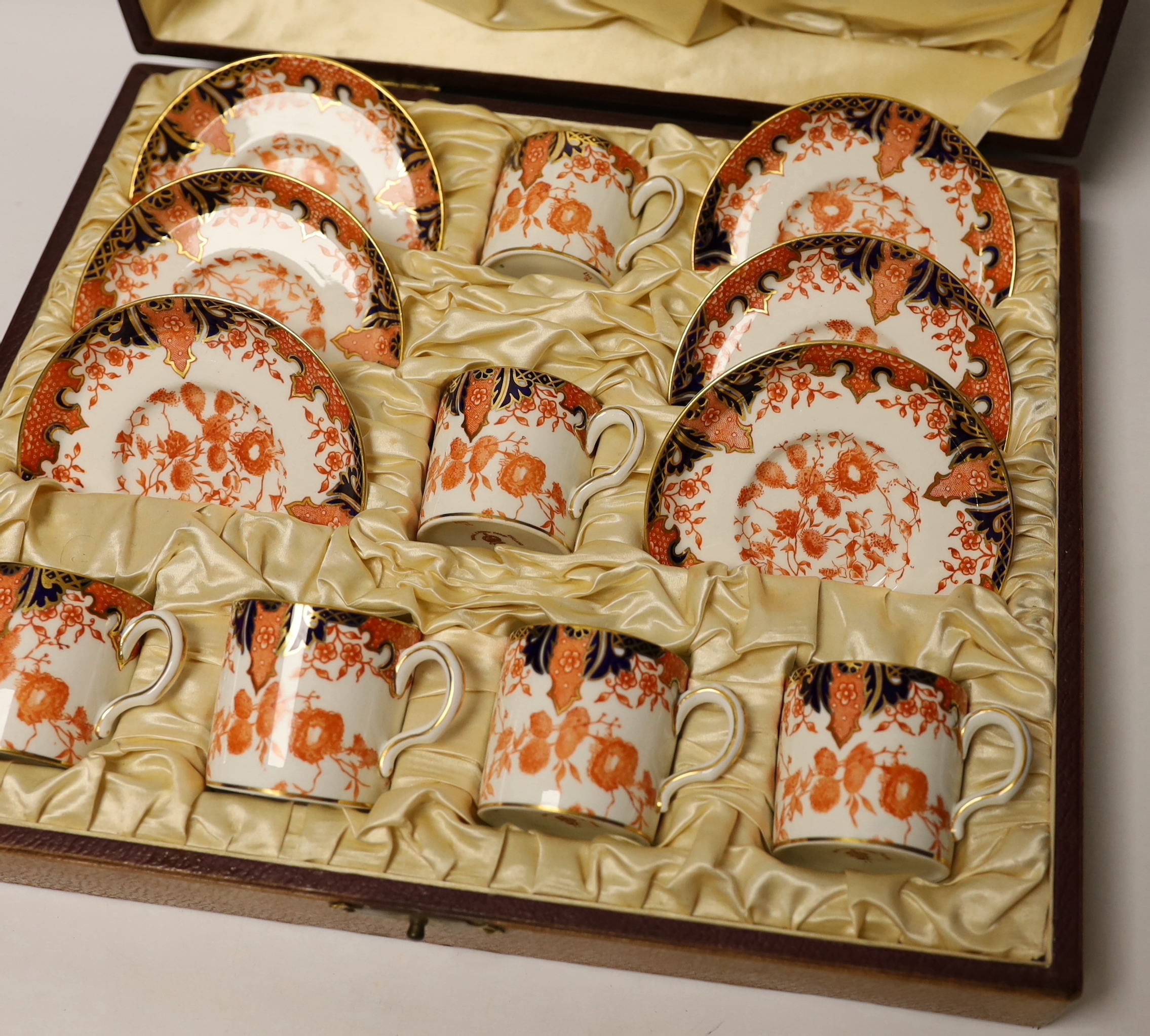 A cased Royal Crown Derby Imari coffee set